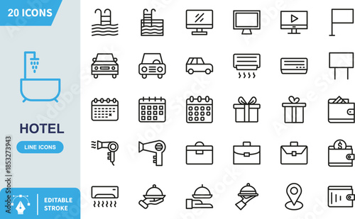 Thirty pixel art style hotel and travel icons perfect for web design and application user interfaces