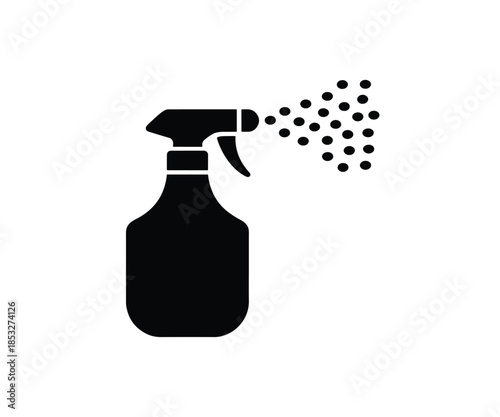 Black spray bottle misting liquid silhouette icon