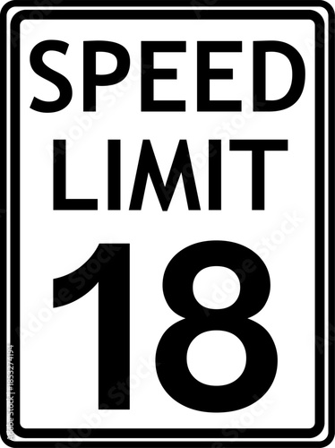 Speed Limit 18 mph Sign