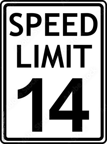 Speed Limit 14 mph Sign
