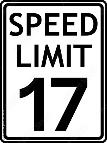 Speed Limit 17 mph Sign