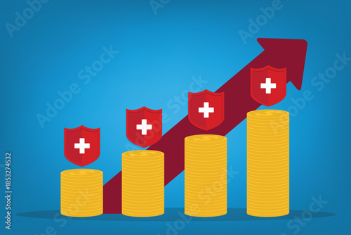 Medical or healthcare costs concept. Rising medicine prices and costs, EPS10 vector illustration.	
