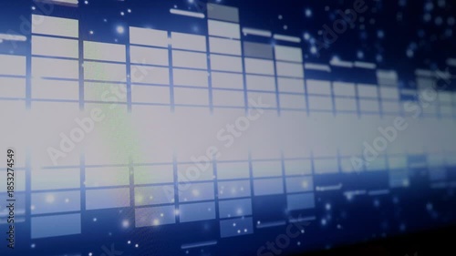 Sound Equalizer. Digital music or sound wave footage. Audio waveform equalizer scale on black loop animation. Color music equalizer abstract. Gradient spectrum bar graph. Wave Glowing Pulsing dancing