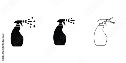 Spray bottle icon set on white background