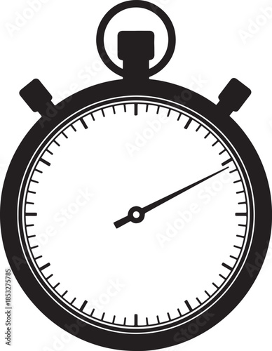 Black and white stopwatch with a single hand pointing at 12 o'clock also transparent background time