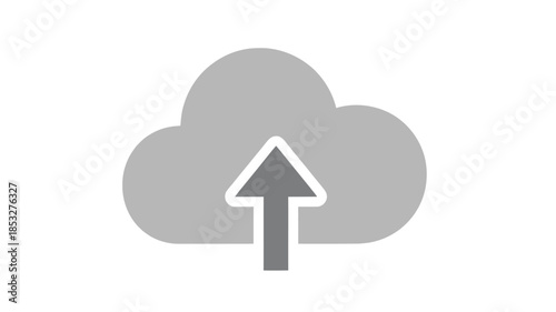 Grey cloud icon with an upward pointing arrow representing data upload or cloud storage
