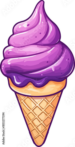 purple ice cream cone illustration