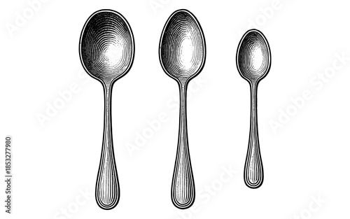 Intricate etched spoons adorned with concentric patterns in trio formation