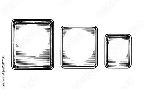 Vintage engraving style blank frame set for custom artwork display