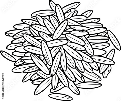 Black rice grain line illustration