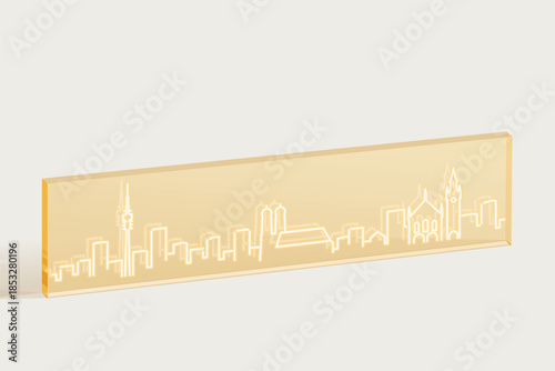 Munich Engraved Skyline on Transparent Material - Minimal Line Art