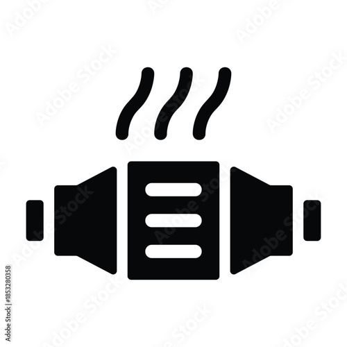 Catalytic Converter Icon and Emission System Symbol for Automotive Diagnostics and Anti-Theft Signage – High Quality Vectorial Stock Image