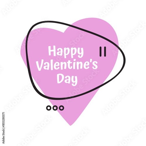Modern Valentine's Day greeting card with pink heart and abstract graphic elements