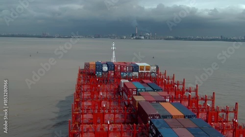 Bridge View From Container Ship Approaching Port of Buenos Aires, Argentina  