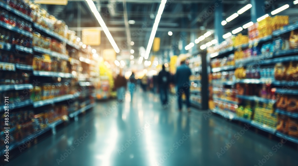 custom made wallpaper toronto digitalA busy grocery store aisle shows shoppers walking through rows of shelves filled with various products. The store is bustling with activity during peak shopping time.