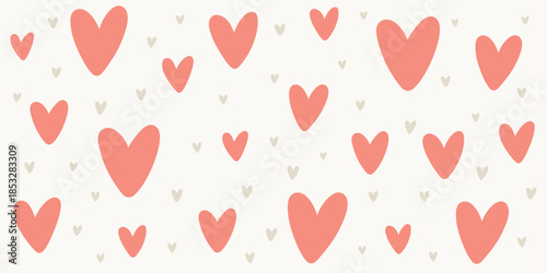 Cute seamless pattern with tiny hearts in pink and red hues, ideal for Valentine's Day cards, romantic wallpapers, or sweet girly fabric prints and decorations