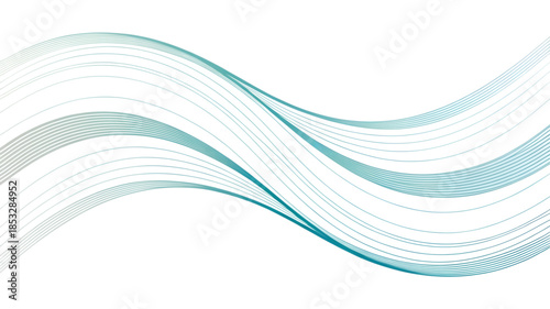 Abstract Blue and White Flowing Wavy Lines on Transparent Background