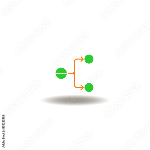Vector illustration of flowchart with circle separate or sorting. Icon of process separate. Symbol of separation.