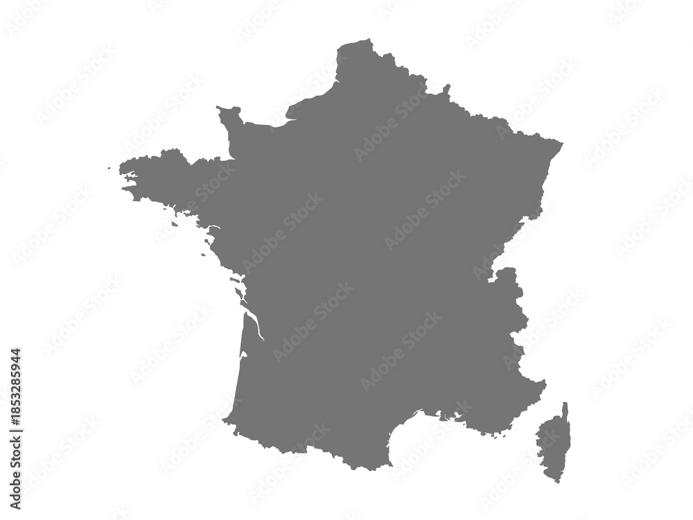 Obraz premium France map, administrative map of France, France department map, French Republic solid ic map