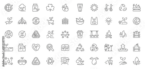 Organic icons set — editable line icons, outline, eco.friendly, nature symbols