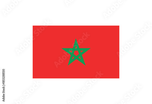 red flag of morocco with green star. vector image.