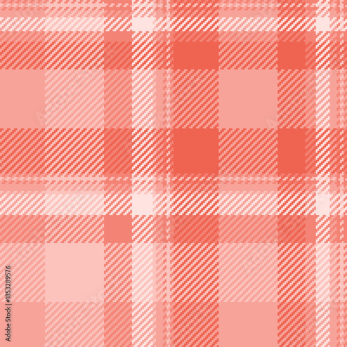 Screen background fabric texture, africa plaid tartan pattern. Scratched check textile vector seamless in red and light colors.