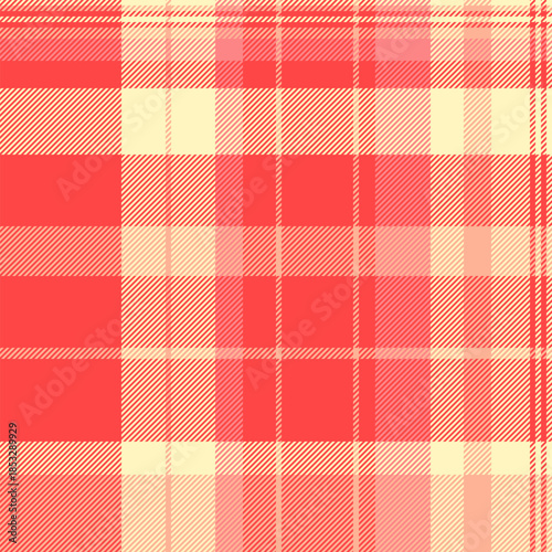 A modern and bright plaid pattern in warm red and cream tones. Perfect for backgrounds, textiles, fashion, and graphic design projects requiring a classic yet fresh touch.