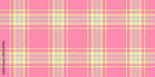 Sewing fabric plaid texture, picnic tartan vector textile. Bedroom check pattern seamless background in red and yellow colors.