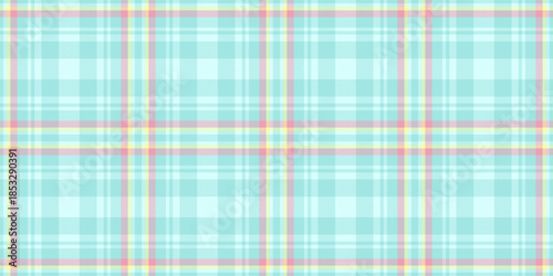 1970s check pattern tartan, shabby plaid textile background. Male texture fabric vector seamless in teal and light colors.