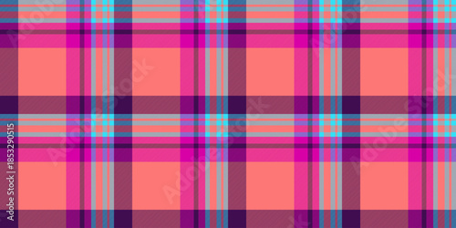 Ribbon check fabric plaid, amazing vector seamless textile. Curtain pattern texture background tartan in red and purple colors.