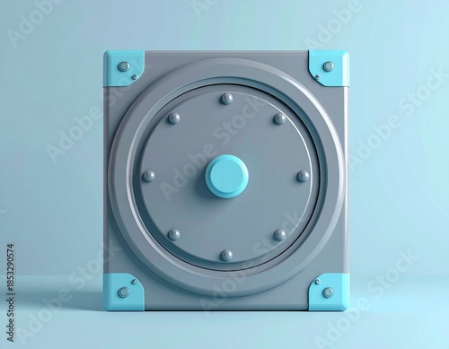 Contemporary graphic illustration of a sturdy safe for asset protection and secure storage of valuables