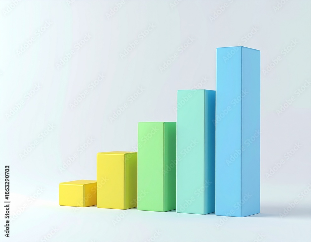 Fototapeta premium Vibrant 3D bar chart illustrating business growth, financial progress, and data visualization concepts