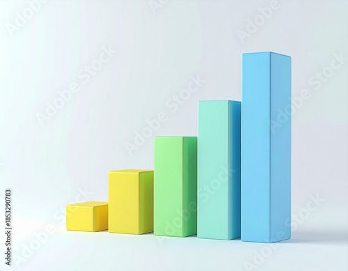 Vibrant 3D bar chart illustrating business growth, financial progress, and data visualization concepts