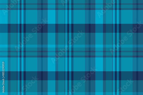 Birthday card check seamless plaid, shabby texture vector tartan. Length pattern fabric background textile in cyan and blue colors.