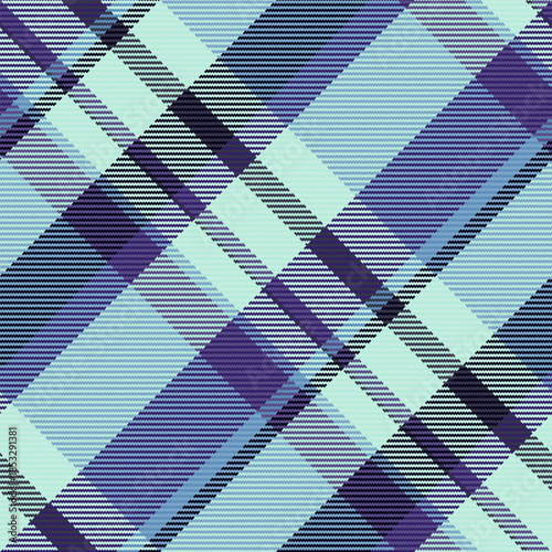 British tartan seamless fabric, femininity textile background pattern. Manufacturing check texture vector plaid in light and cyan colors.
