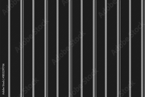 Rontrast textile texture pattern, stripe lines vector stripe. Croduction fabric background vertical seamless in grey and black colors.