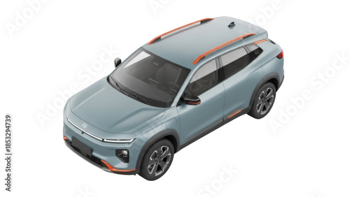 Foto Modern light blue SUV car PNG isolated on transparent background, electric vehic