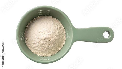 Quadro su tela Measuring cup with protein powder isolated PNG on transparent background, nutrit