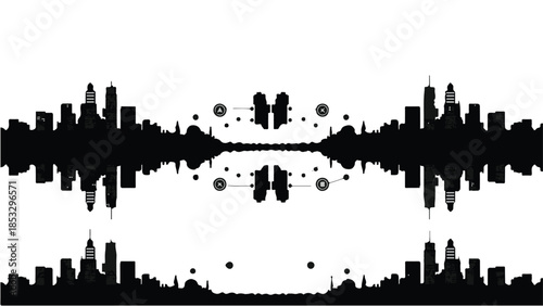 Sound wave cityscape audio visualizer waveform music technology digital sound design element