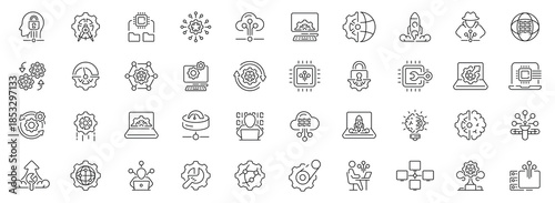 System administration icons set: editable line icons, linear, tech and it symbols