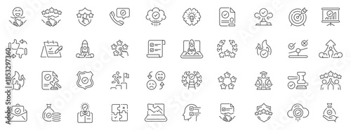 Success and achievement icons set. editable line icons, motivation, victory symbols