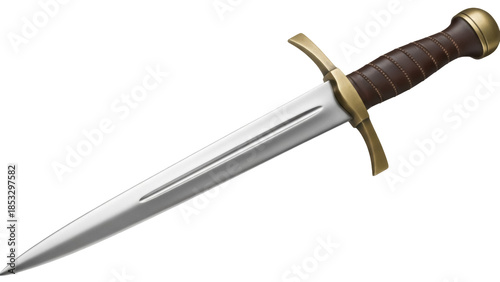 Foto Medieval dagger PNG isolated on transparent background, antique short sword with
