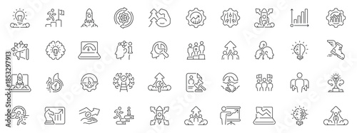 Progress and achievement icons set. line, editable line icons, growth, success symbols