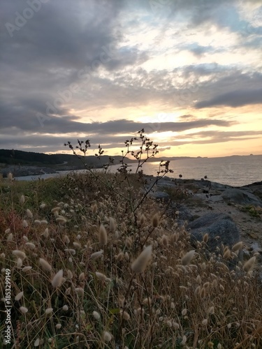 sunset colors in the Cantabrian coast in A Marina, Galicia, Spain
