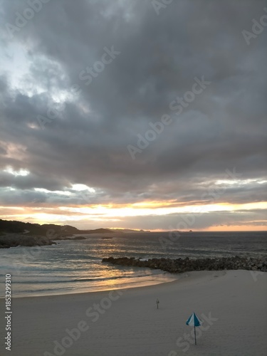 sunset colors in the Cantabrian coast in A Marina, Galicia, Spain