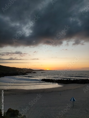 sunset colors in the Cantabrian coast in A Marina, Galicia, Spain