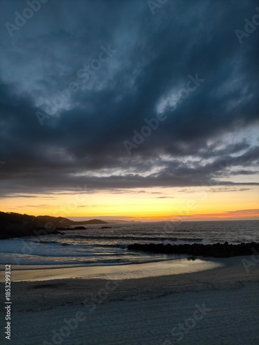 sunset colors in the Cantabrian coast in A Marina, Galicia, Spain