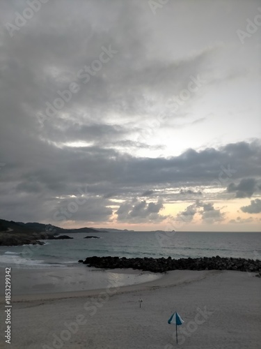 sunset colors in the Cantabrian coast in A Marina, Galicia, Spain