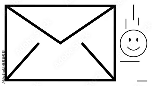 Communication concept. Communication illustrated with a minimal envelope and happy face emphasizing positivity and interactions. Communication in technology, marketing, business, personal messaging