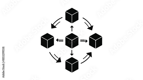 Cyclical process flow 3D cubes business workflow technology concept